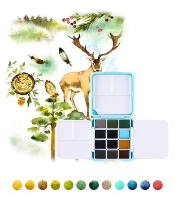 Grabie Foldable Watercolor Pocket Set of 12, Grabie Art, Grabie Art Supplies, Watercolor Painting Supplies, Beginner Watercolor Painting, Travel Watercolor Set, Watercolor Painting Ideas For Beginners, Foldable Watercolor, Watercolor With Brush, Miniature Watercolor Set, Grabie Watercolors